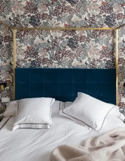 Xam Bed - Hermes Wallpaper - Verpan Lamps - Punt Mobles Side Tables - DCW Reading Lamps