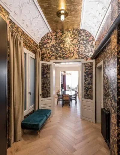 Entrance Hall - With Dedar Silkbird Wallpaper - And DCW Ceiling Light