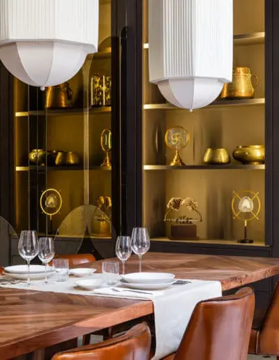 Recdi8 Living Interior Design - Marrakech Riad Restoration - Detail of table and shelves with decorative objects