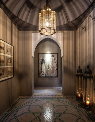 Recdi8 Living Interior Design - Marrakech Riad Restoration - Entrance Foyer with Zellige Floor Mosaic Ornament.
