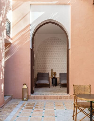 Recdi8 Living Interior Design - Marrakech Riad Restoration - View into the SPA from the patio